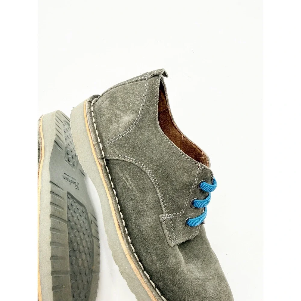 Florsheim Kids Grey Suede Oxfords Blue Laces Memory Foam Shoes Size 3 M